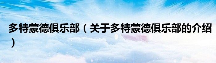 多特蒙德俱乐部（关于多特蒙德俱乐部的介绍）