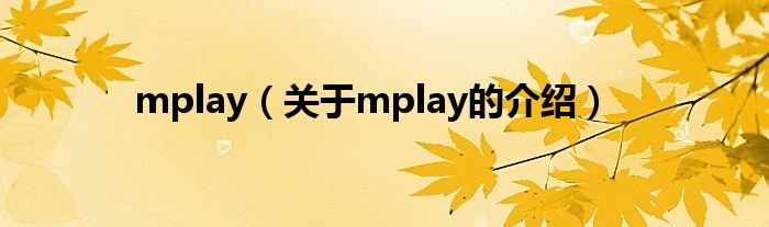 mplay（关于mplay的介绍）