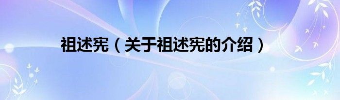 祖述宪（关于祖述宪的介绍）