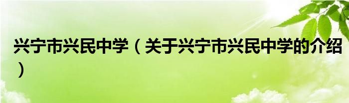 兴宁市兴民中学（关于兴宁市兴民中学的介绍）