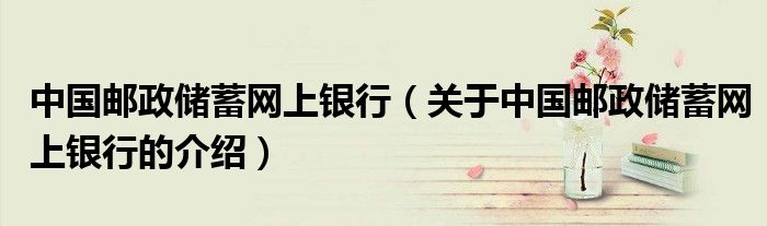 中国邮政储蓄网上银行（关于中国邮政储蓄网上银行的介绍）