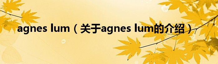agnes lum（关于agnes lum的介绍）