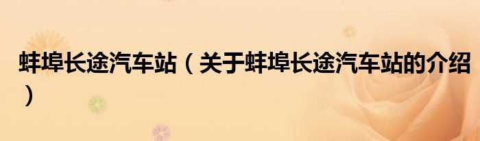 蚌埠长途汽车站（关于蚌埠长途汽车站的介绍）