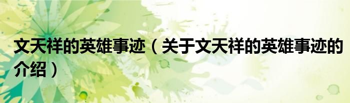 文天祥的英雄事迹（关于文天祥的英雄事迹的介绍）
