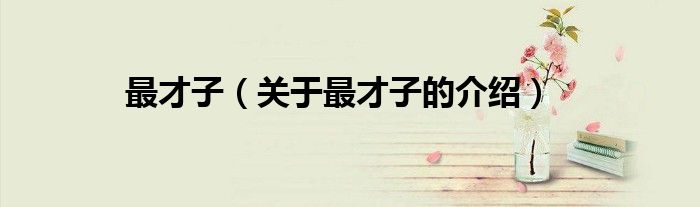 最才子（关于最才子的介绍）