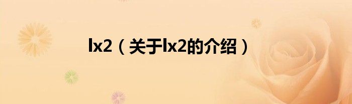 lx2（关于lx2的介绍）