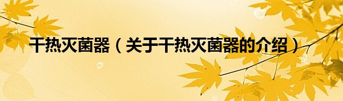 干热灭菌器（关于干热灭菌器的介绍）