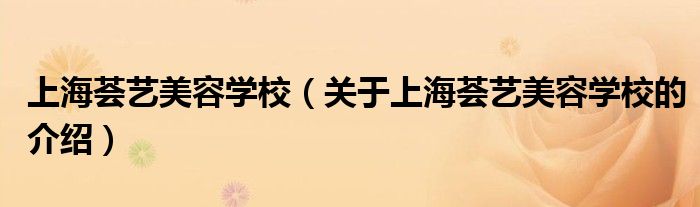 上海荟艺美容学校（关于上海荟艺美容学校的介绍）
