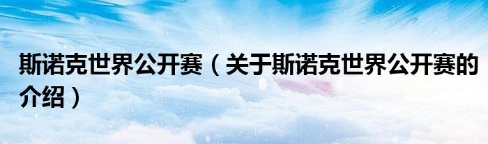 斯诺克世界公开赛（关于斯诺克世界公开赛的介绍）