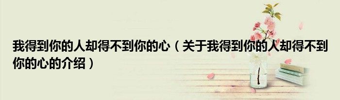 我得到你的人却得不到你的心（关于我得到你的人却得不到你的心的介绍）