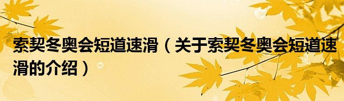 索契冬奥会短道速滑（关于索契冬奥会短道速滑的介绍）