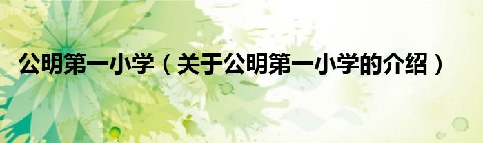 公明第一小学（关于公明第一小学的介绍）