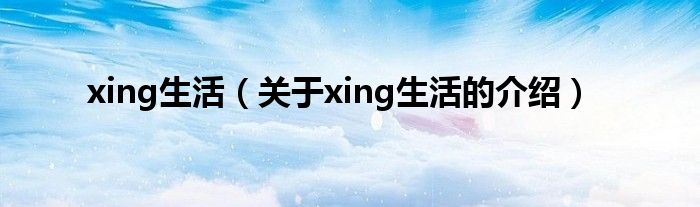 xing生活（关于xing生活的介绍）