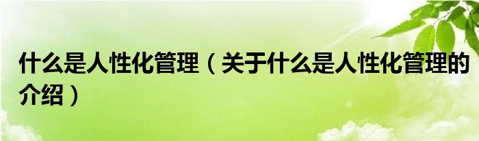 什么是人性化管理（关于什么是人性化管理的介绍）