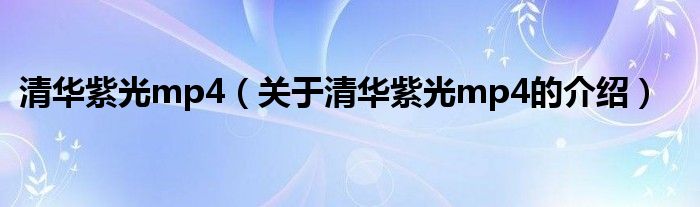 清华紫光mp4（关于清华紫光mp4的介绍）