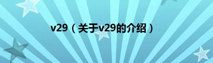 v29（关于v29的介绍）