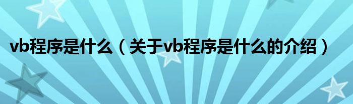 vb程序是什么（关于vb程序是什么的介绍）