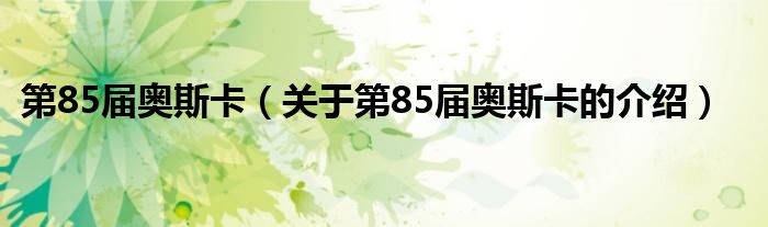 第85届奥斯卡（关于第85届奥斯卡的介绍）