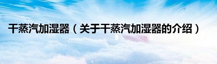 干蒸汽加湿器（关于干蒸汽加湿器的介绍）
