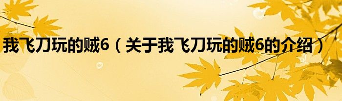 我飞刀玩的贼6（关于我飞刀玩的贼6的介绍）