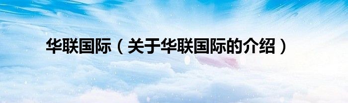 华联国际（关于华联国际的介绍）