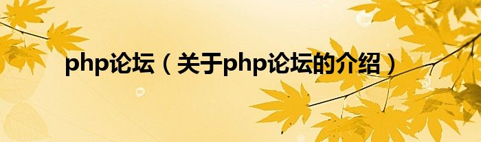 php论坛（关于php论坛的介绍）
