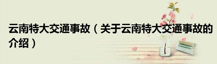 云南特大交通事故（关于云南特大交通事故的介绍）