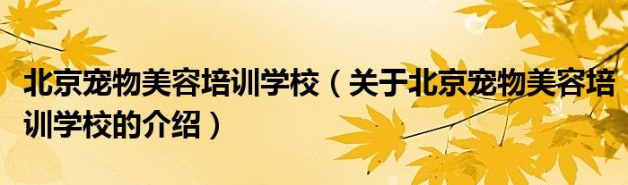 北京宠物美容培训学校（关于北京宠物美容培训学校的介绍）