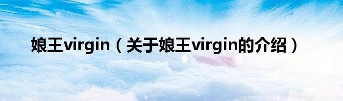 娘王virgin（关于娘王virgin的介绍）