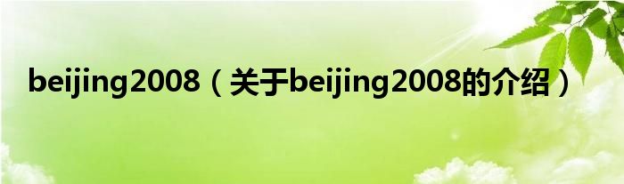 beijing2008（关于beijing2008的介绍）