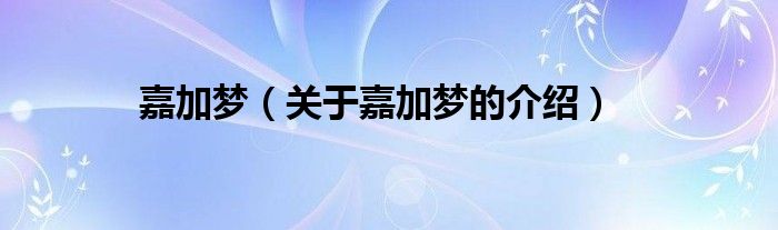 嘉加梦（关于嘉加梦的介绍）