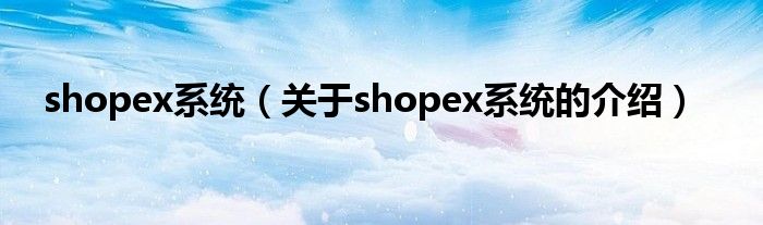 shopex系统（关于shopex系统的介绍）