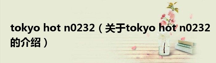 tokyo hot n0232（关于tokyo hot n0232的介绍）