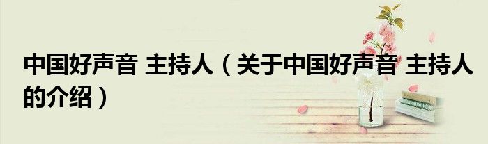 中国好声音 主持人（关于中国好声音 主持人的介绍）