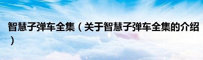 智慧子弹车全集（关于智慧子弹车全集的介绍）
