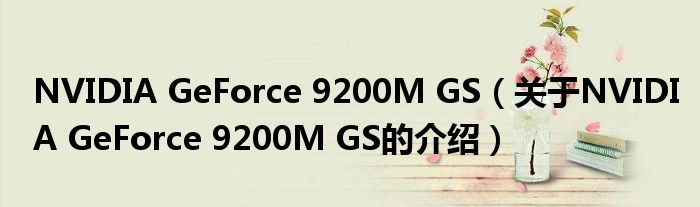 NVIDIA GeForce 9200M GS（关于NVIDIA GeForce 9200M GS的介绍）