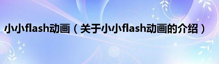 小小flash动画（关于小小flash动画的介绍）