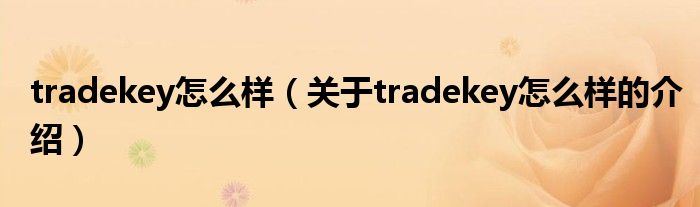 tradekey怎么样（关于tradekey怎么样的介绍）