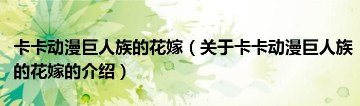 卡卡动漫巨人族的花嫁（关于卡卡动漫巨人族的花嫁的介绍）