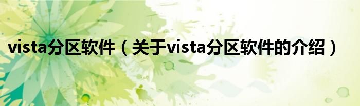 vista分区软件（关于vista分区软件的介绍）