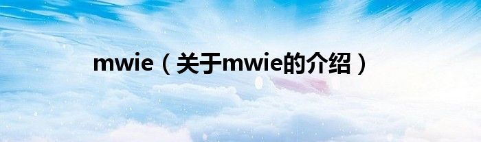 mwie（关于mwie的介绍）