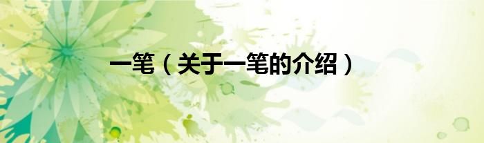 一笔（关于一笔的介绍）