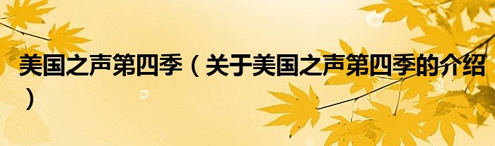 美国之声第四季（关于美国之声第四季的介绍）