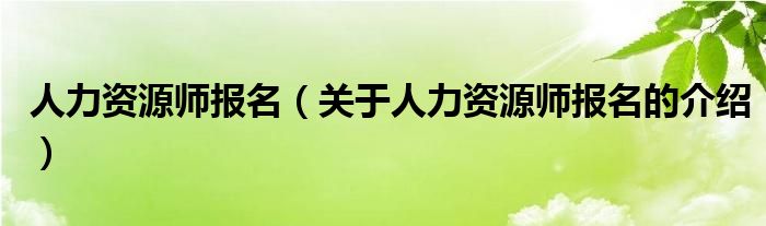 人力资源师报名（关于人力资源师报名的介绍）