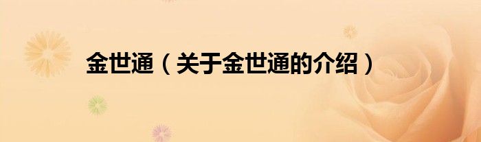 金世通（关于金世通的介绍）