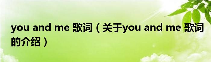 you and me 歌词（关于you and me 歌词的介绍）