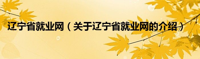 辽宁省就业网（关于辽宁省就业网的介绍）