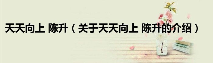 天天向上 陈升（关于天天向上 陈升的介绍）