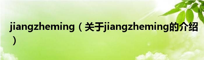 jiangzheming（关于jiangzheming的介绍）