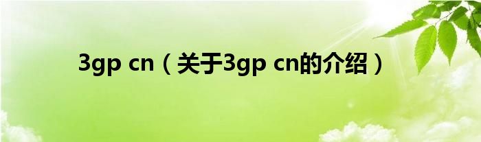 3gp cn（关于3gp cn的介绍）